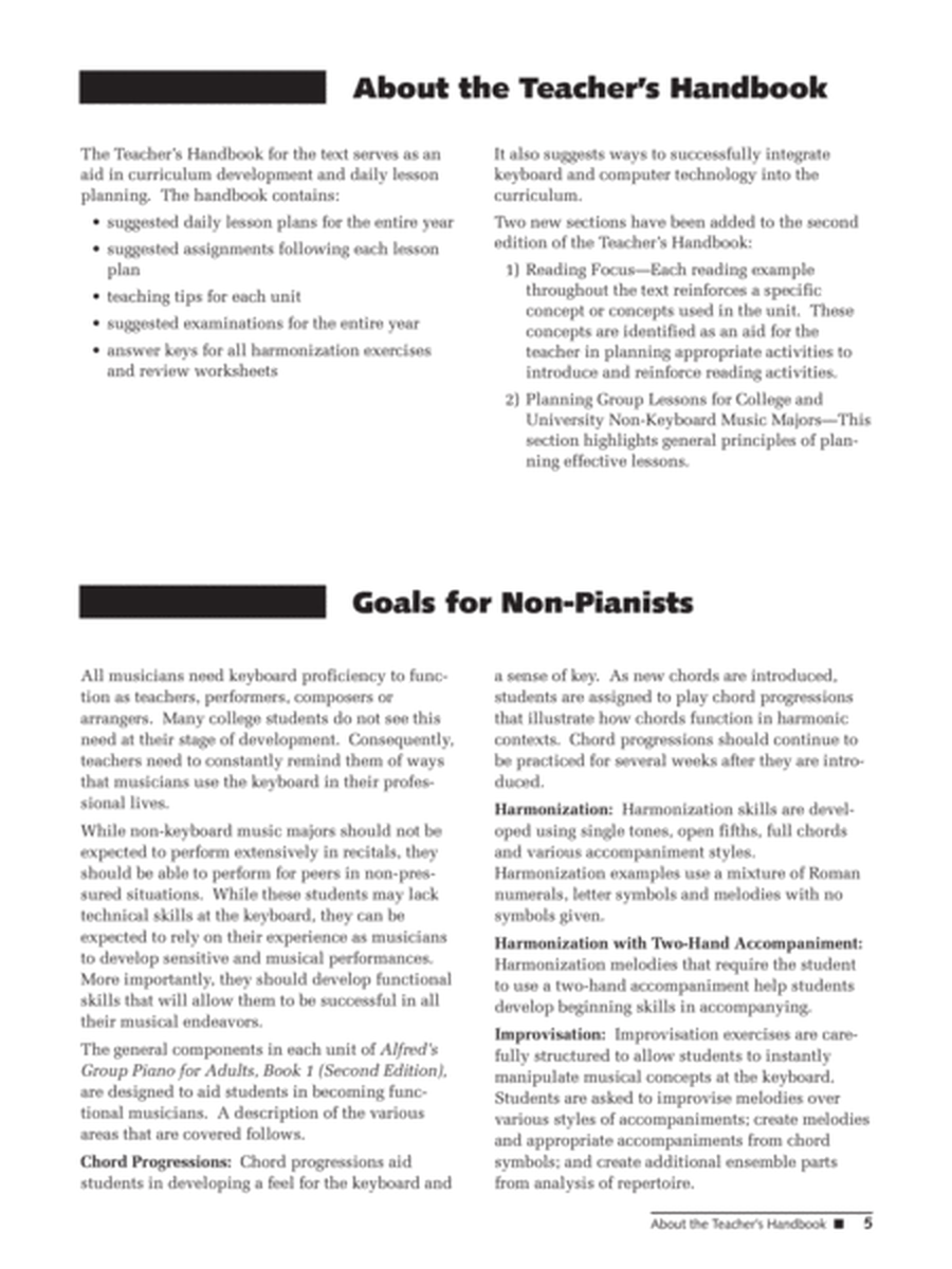 Alfred's Group Piano for Adults Teacher's Handbook, Book 1