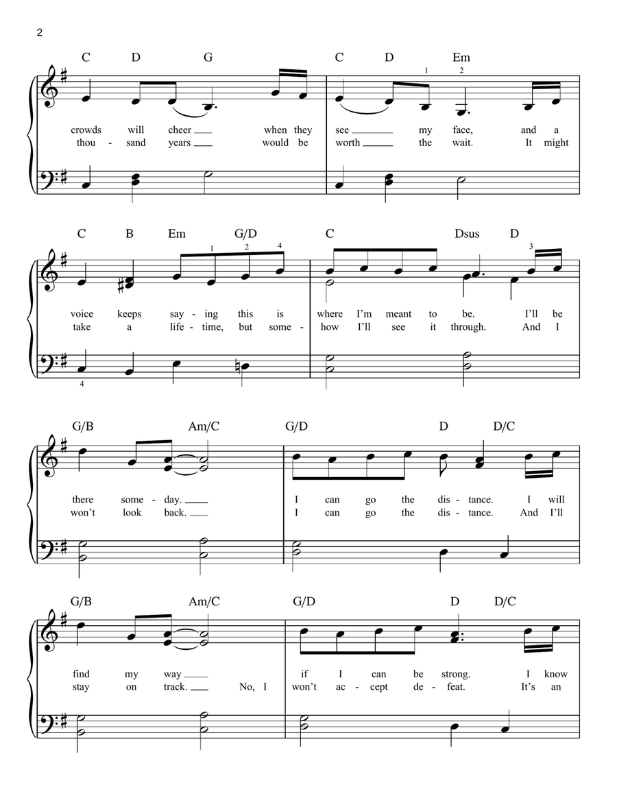 Go The Distance (from Hercules) Easy Piano scores gallery preview page 2