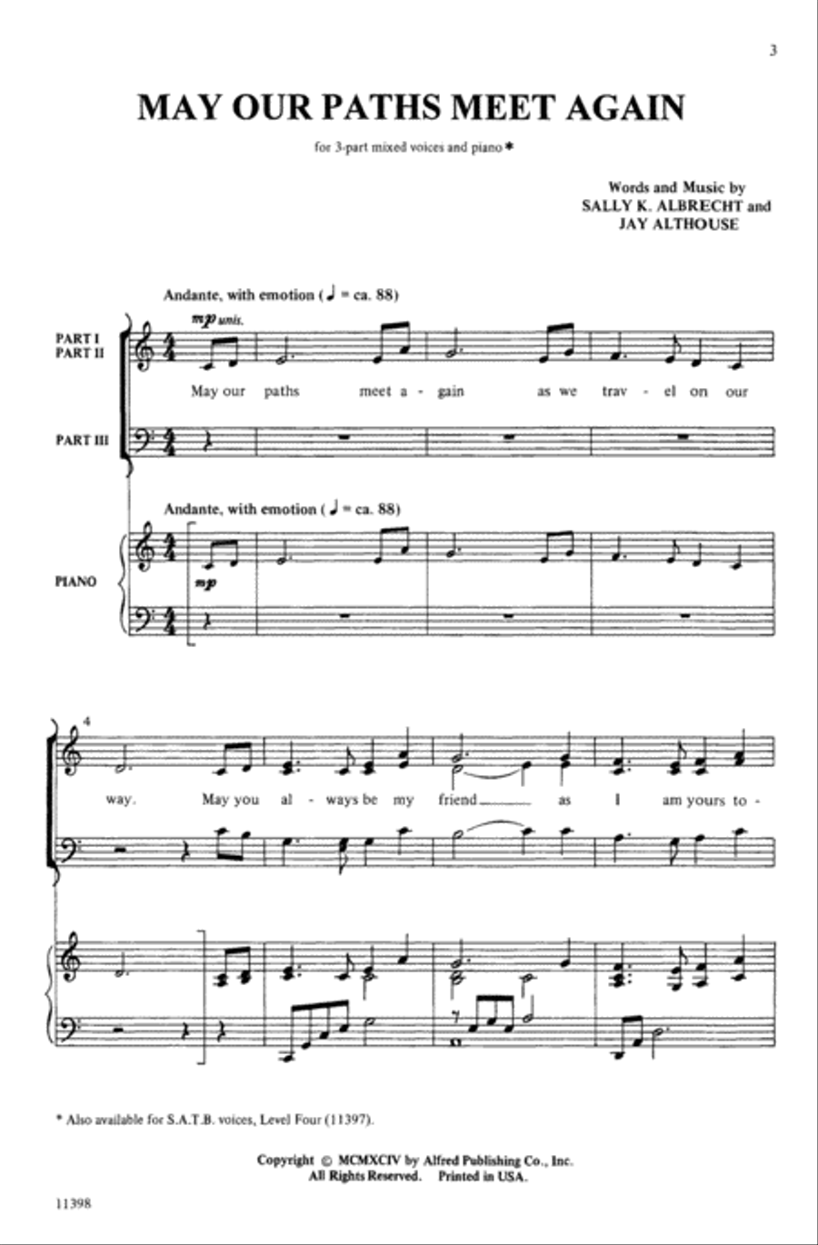 May Our Paths Meet Again May Our Paths Meet Again Choir scores gallery preview page 1