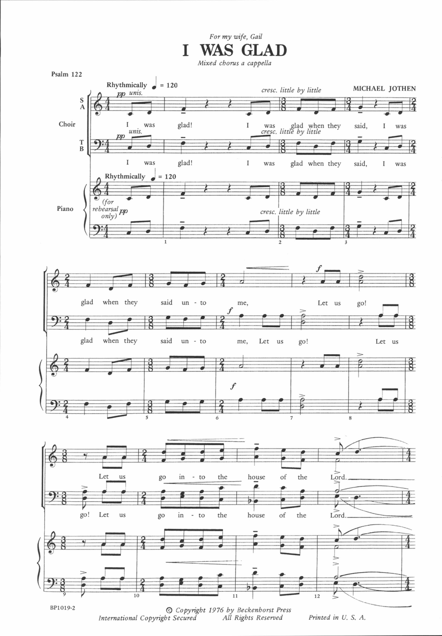I Was Glad I Was Glad 4-Part scores gallery preview page 2