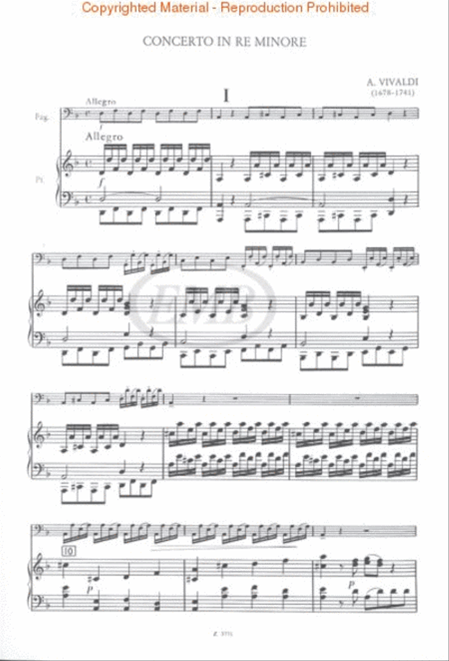 Concerto in D Minor for Bassoon, Strings and Continuo, RV 481 Bassoon Solo scores gallery preview page 2