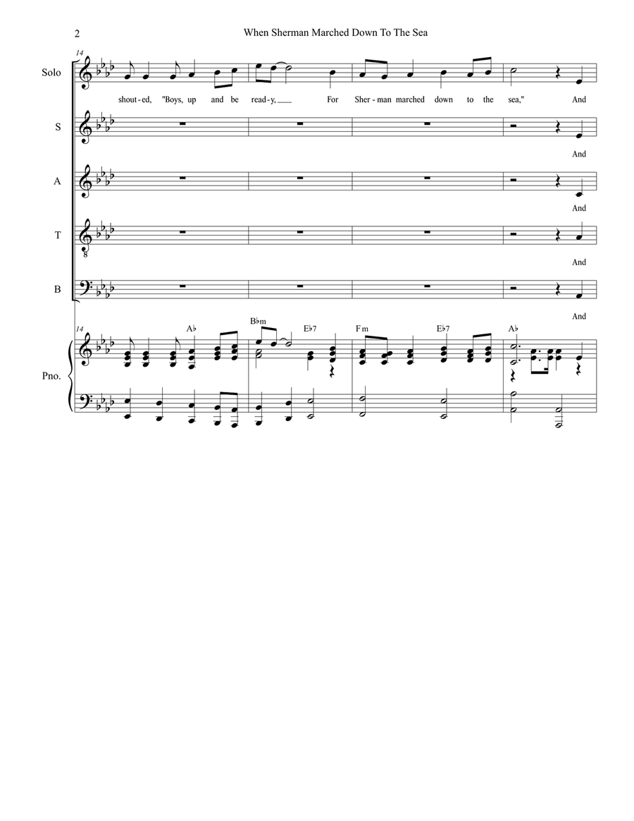 When Sherman Marched Down To The Sea 4-Part scores gallery preview page 3