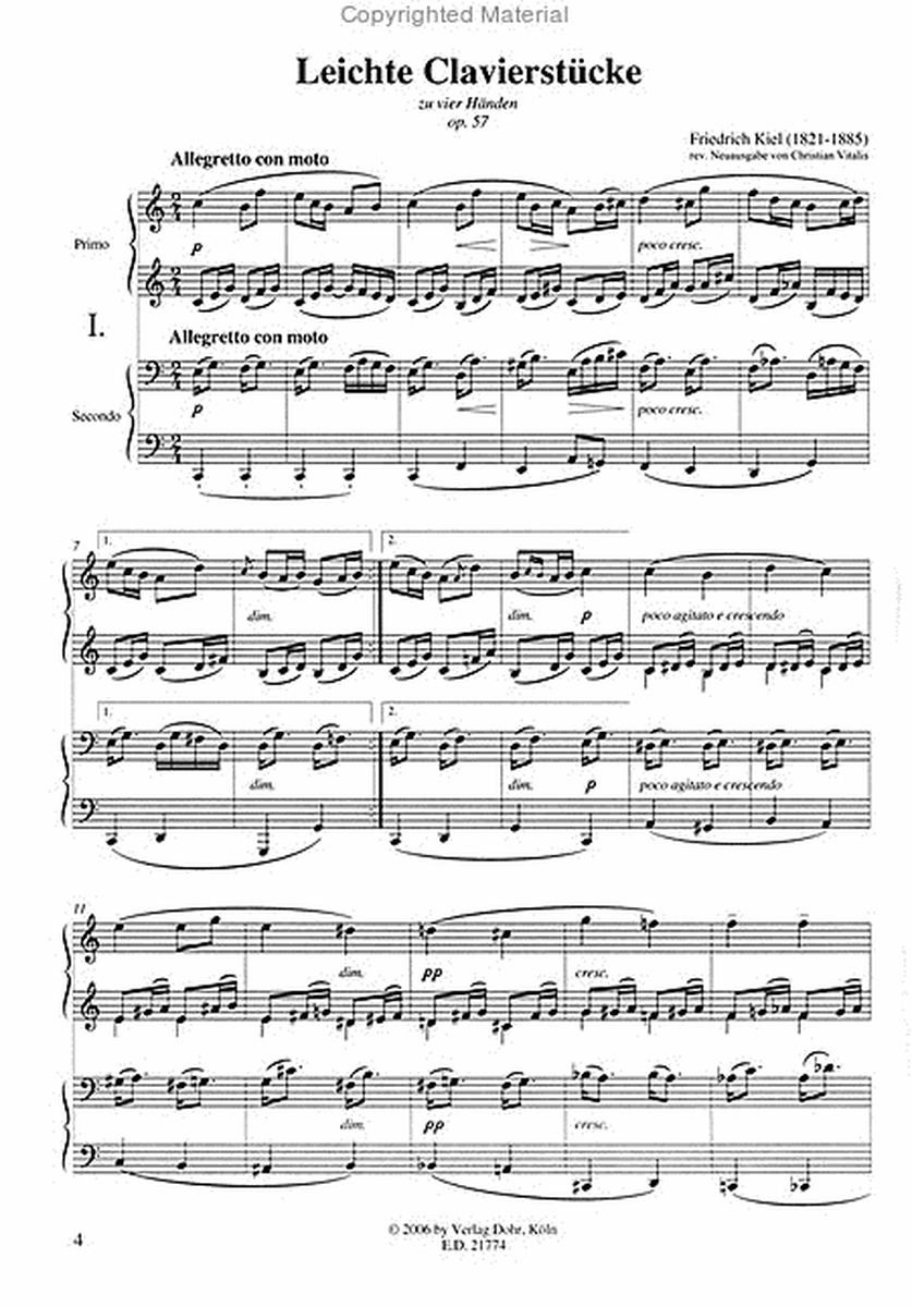 Leichte Clavierstücke zu vier Händen op. 57 (1869/70)