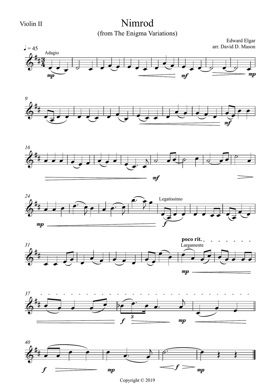 Nimrod, from The Enigma Variations Piano Trio scores gallery preview page 2