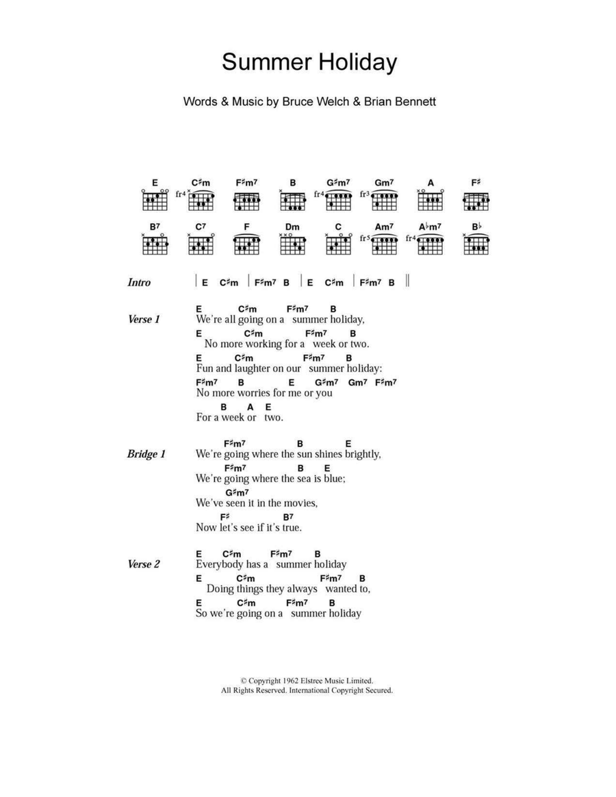 Summer Holiday Easy Guitar scores gallery preview page 1