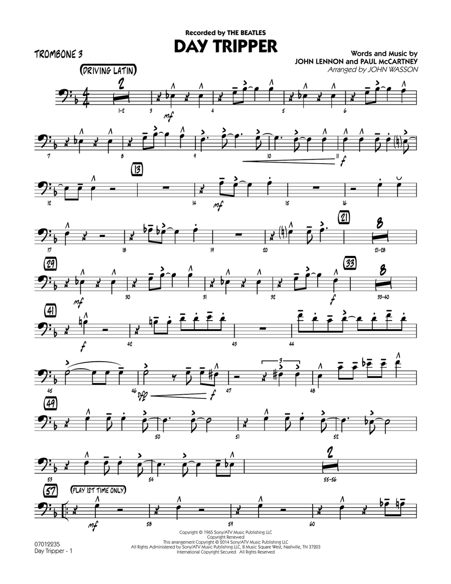 Day Tripper - Trombone 3 Jazz Ensemble scores gallery preview page 1