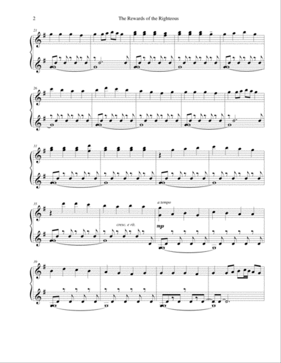 The Rewards of the Righteous(Psalter #98) Piano Solo scores gallery preview page 2