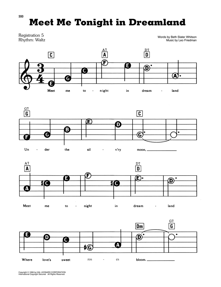 Meet Me Tonight In Dreamland Electronic Keyboard scores gallery preview page 1