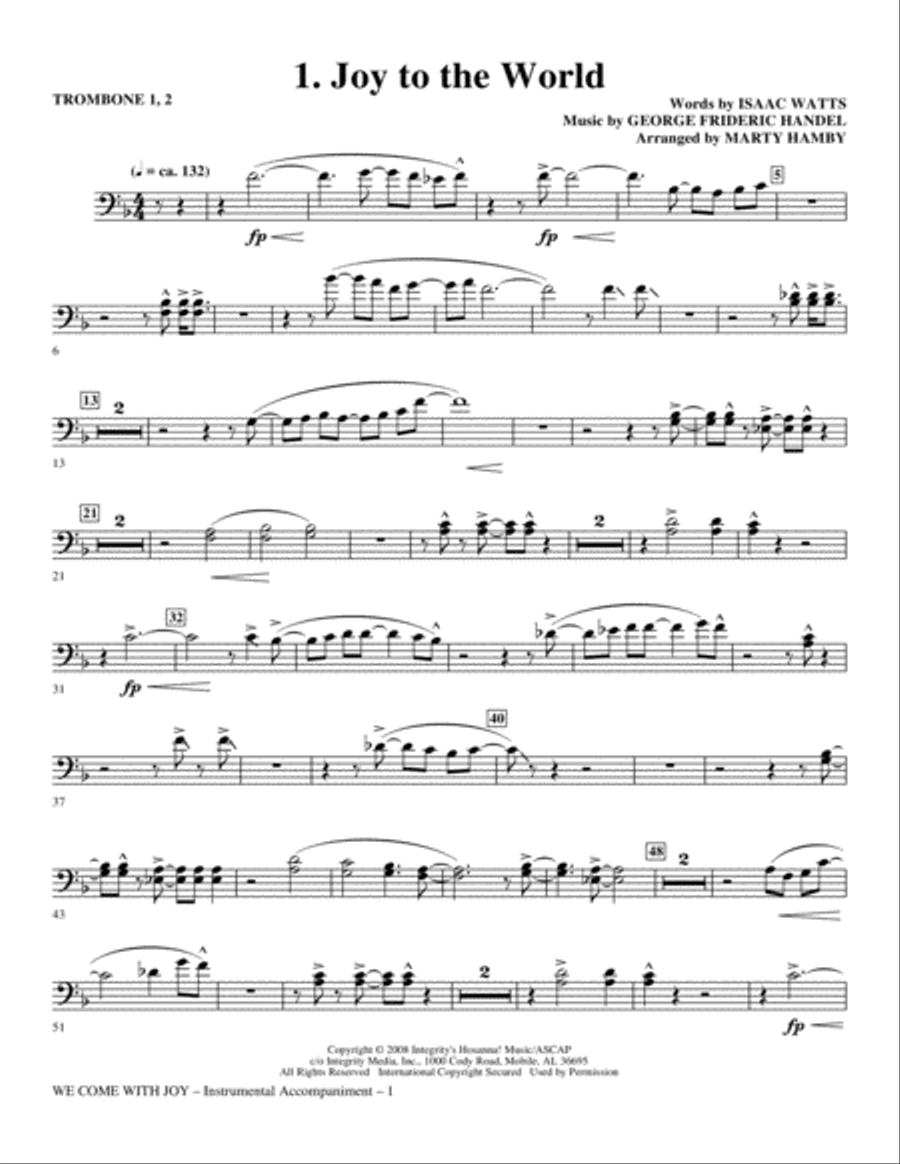 We Come With Joy Orchestration - Trombone 1 & 2 Choir scores gallery preview page 1