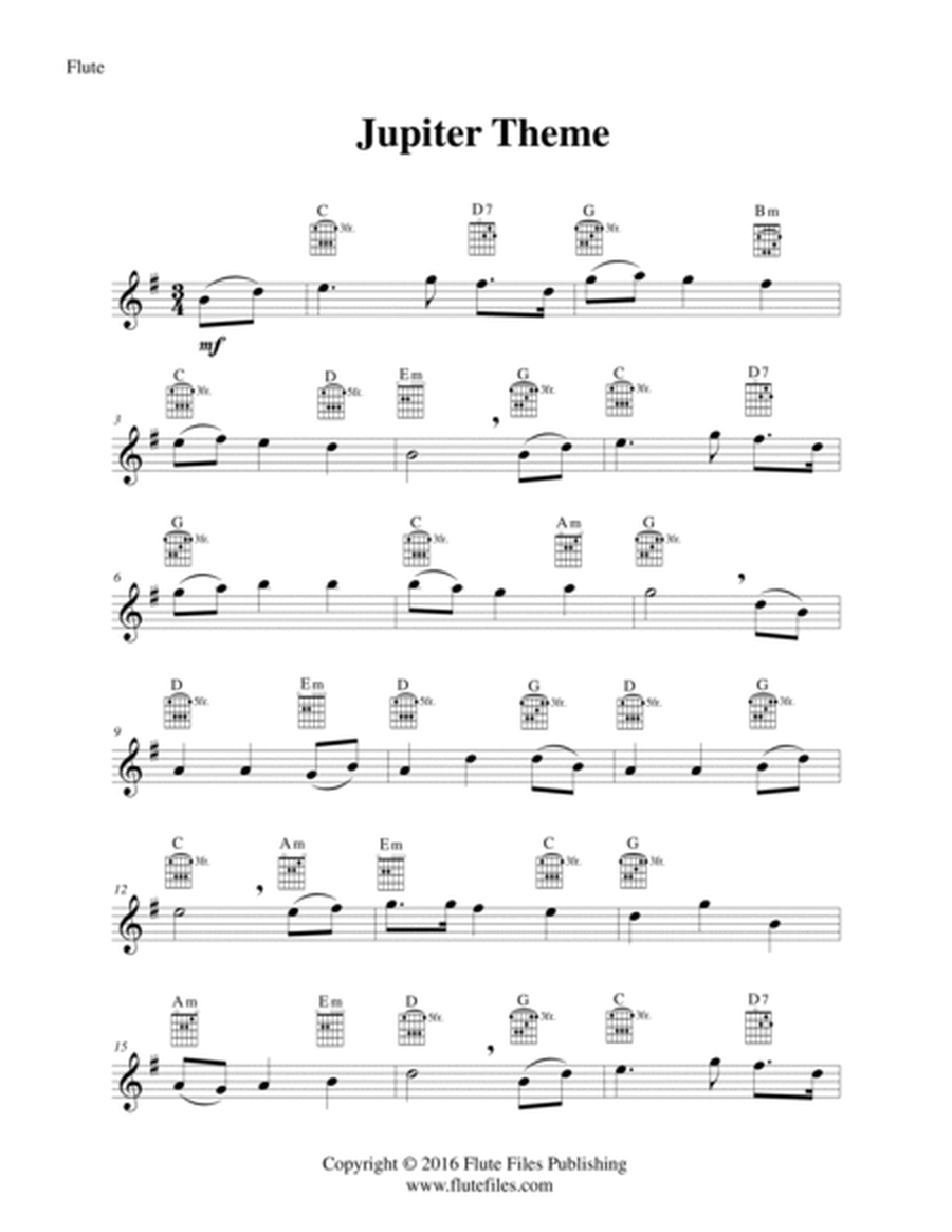Jupiter Theme - Flute Solo with Guitar Chords image number null