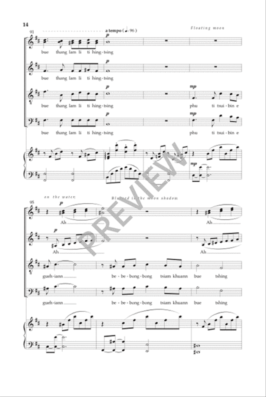 Floating Moon on the Water (SATB) 4-Part scores gallery preview page 15