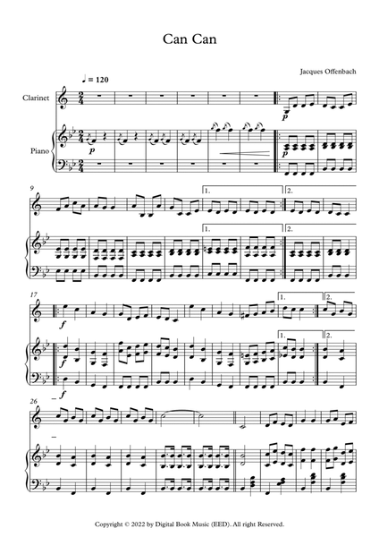 Can Can - Jacques Offenbach (Clarinet + Piano) image number null