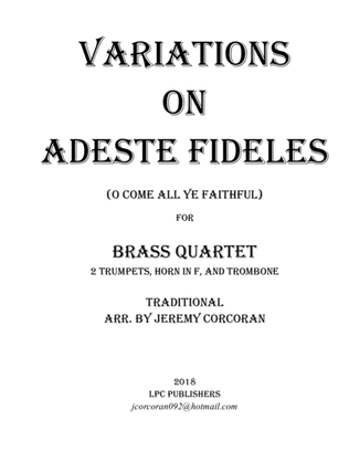 Book cover for Variations on Adeste Fideles for Brass Quartet