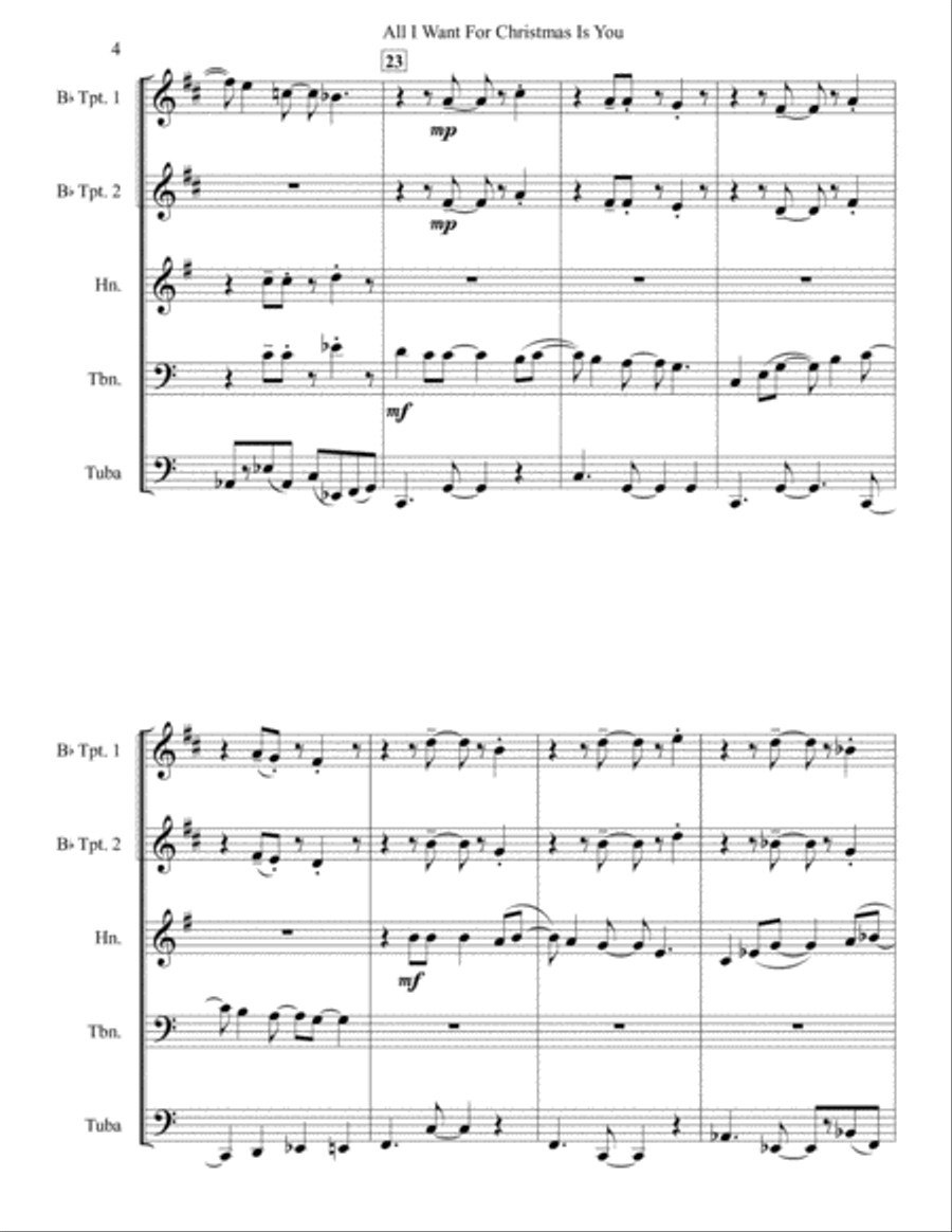 All I Want For Christmas Is You All I Want For Christmas Is You Brass Quintet scores gallery preview page 4