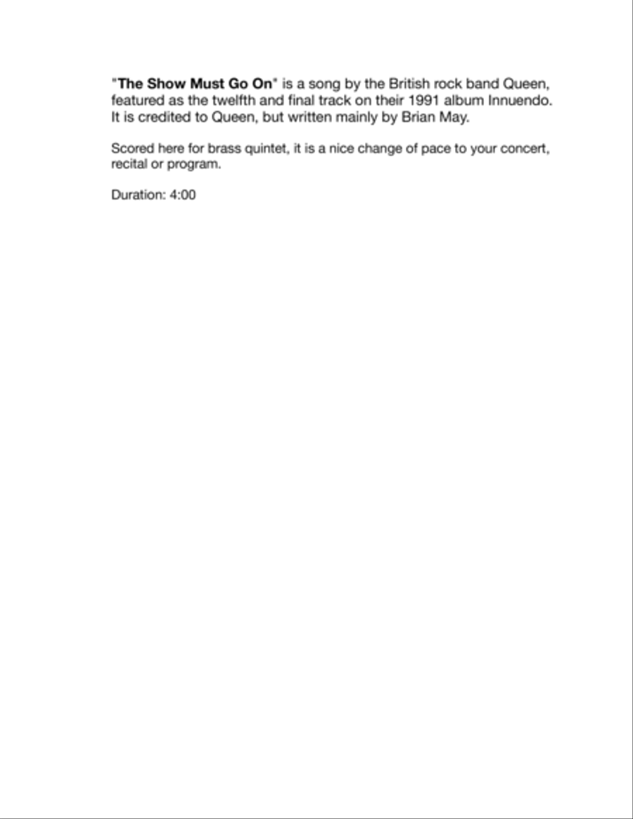 The Show Must Go On Brass Ensemble scores gallery preview page 2