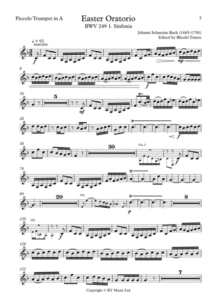 Bach BWV 249 Easter Oratorio - trumpet 1 parts