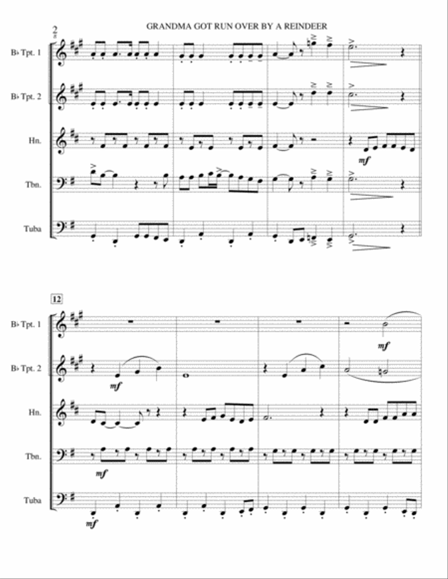 Grandma Got Run Over By A Reindeer Brass Ensemble scores gallery preview page 3