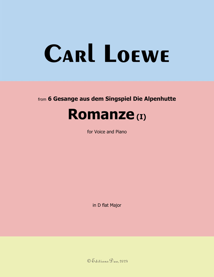Romanze(I), by Carl Loewe, in D flat Major Piano, Vocal scores gallery preview page 1