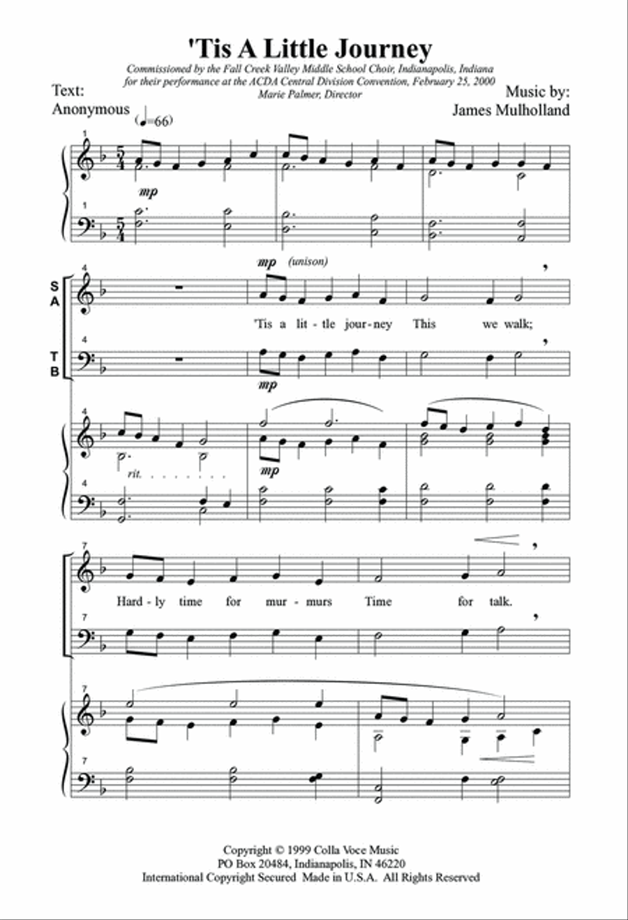 Tis A Little Journey 3-Part scores gallery preview page 2