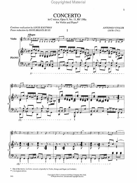 Concerto In C Minor, Opus 9, No. 11 (Rv198A) From La Cetra