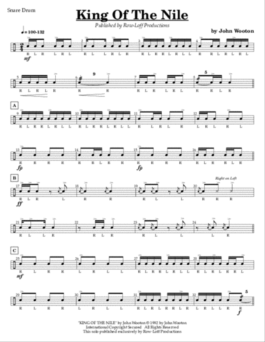 King of the Nile - Snare Drum Percussion scores gallery preview page 2