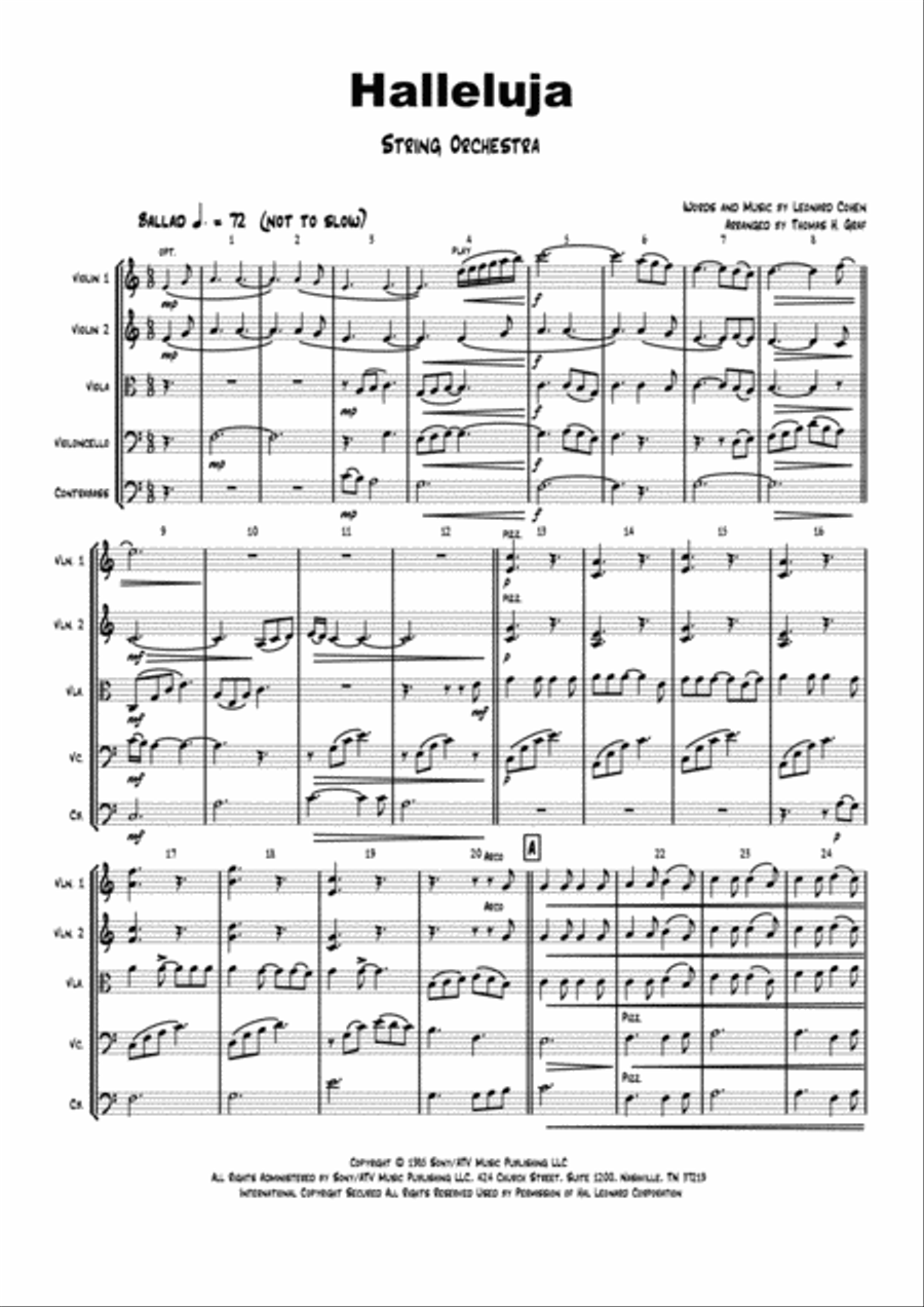 Hallelujah String Quartet scores gallery preview page 1