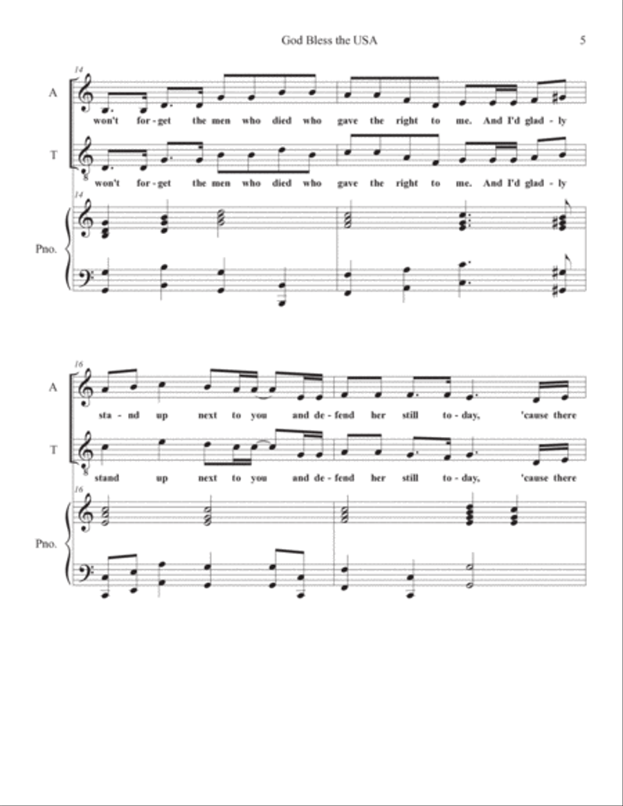 God Bless The U.s.a. Vocal Duet scores gallery preview page 5