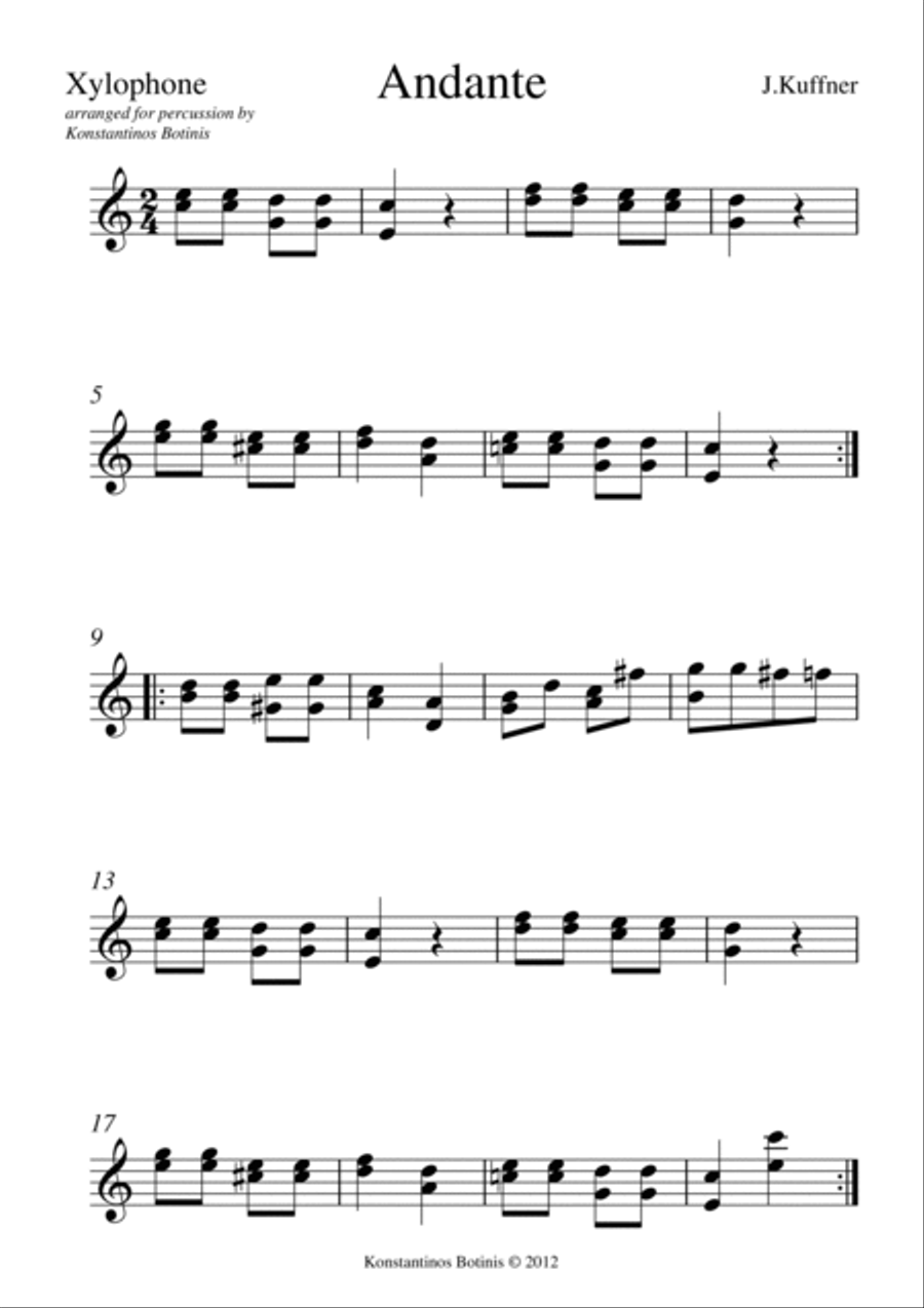 J.Kuffner Andante for percussion quartet Percussion scores gallery preview page 4