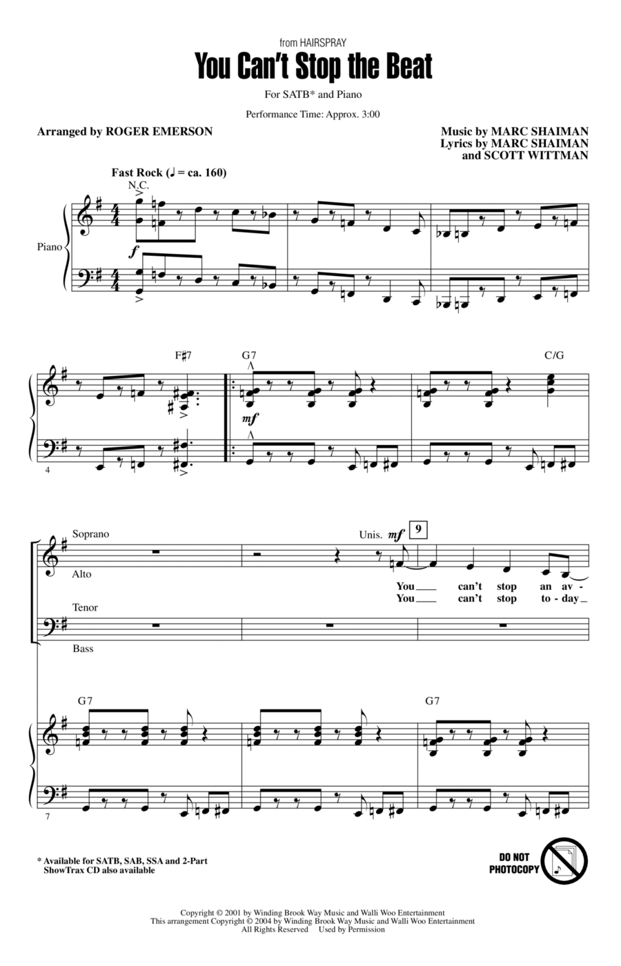 You Can't Stop The Beat (from Hairspray) (arr. Roger Emerson) 4-Part scores gallery preview page 1