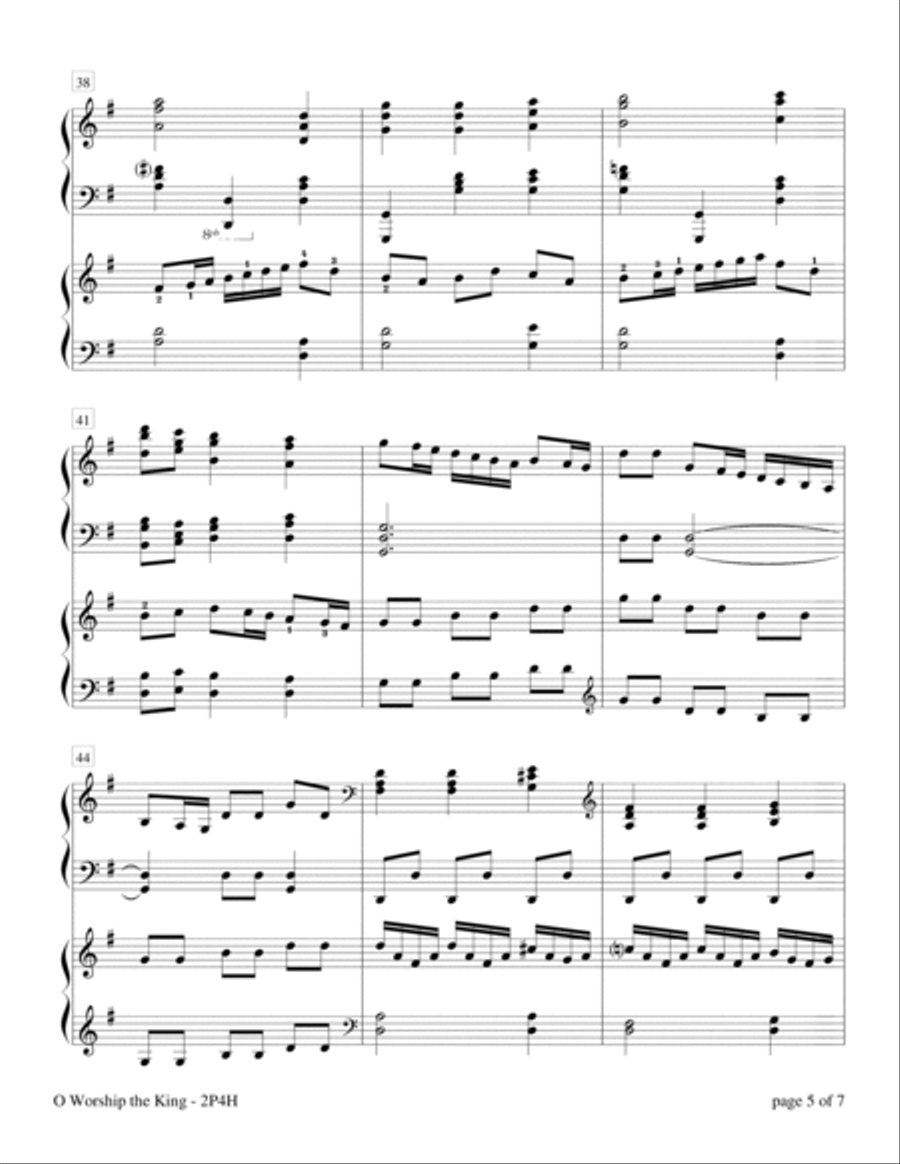 O Worship the King (2 Pianos, 4 Hands Duet) 2 Pianos, 4-Hands scores gallery preview page 6
