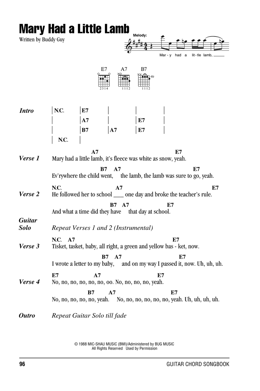 Mary Had A Little Lamb Acoustic Guitar scores gallery preview page 1