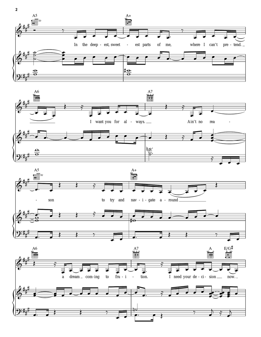 Say Yes To This Piano, Vocal, Guitar scores gallery preview page 2