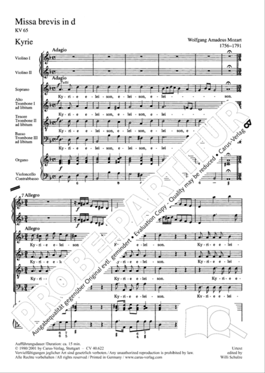 Missa brevis in D minor 4-Part scores gallery preview page 10
