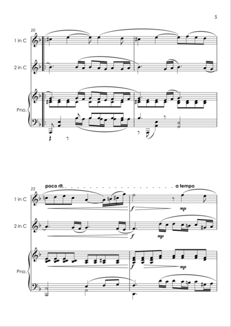 Vocalise (Rachmaninoff) - alto and tenor sax duet and piano with FREE BACKING TRACK Tenor Saxophone scores gallery preview page 6