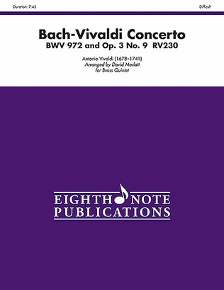 Book cover for Bach-Vivaldi Concerto, BWV 972 and Op. 3, No. 9, RV230