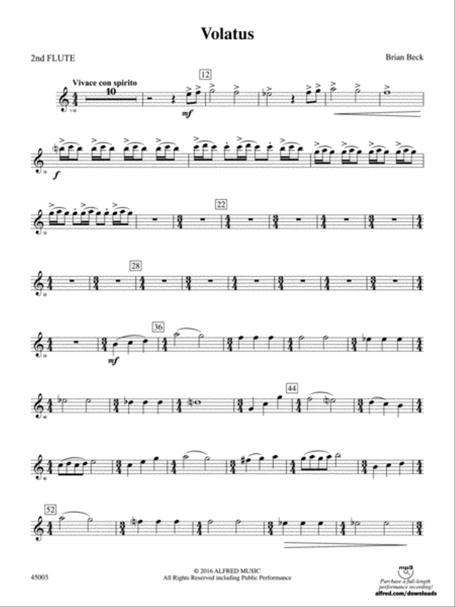 Volatus: 2nd Flute Concert Band scores gallery preview page 1