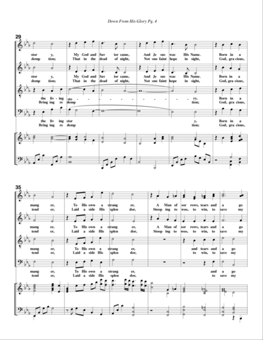 Down From His Glory--SATB/Piano.pdf 4-Part scores gallery preview page 5