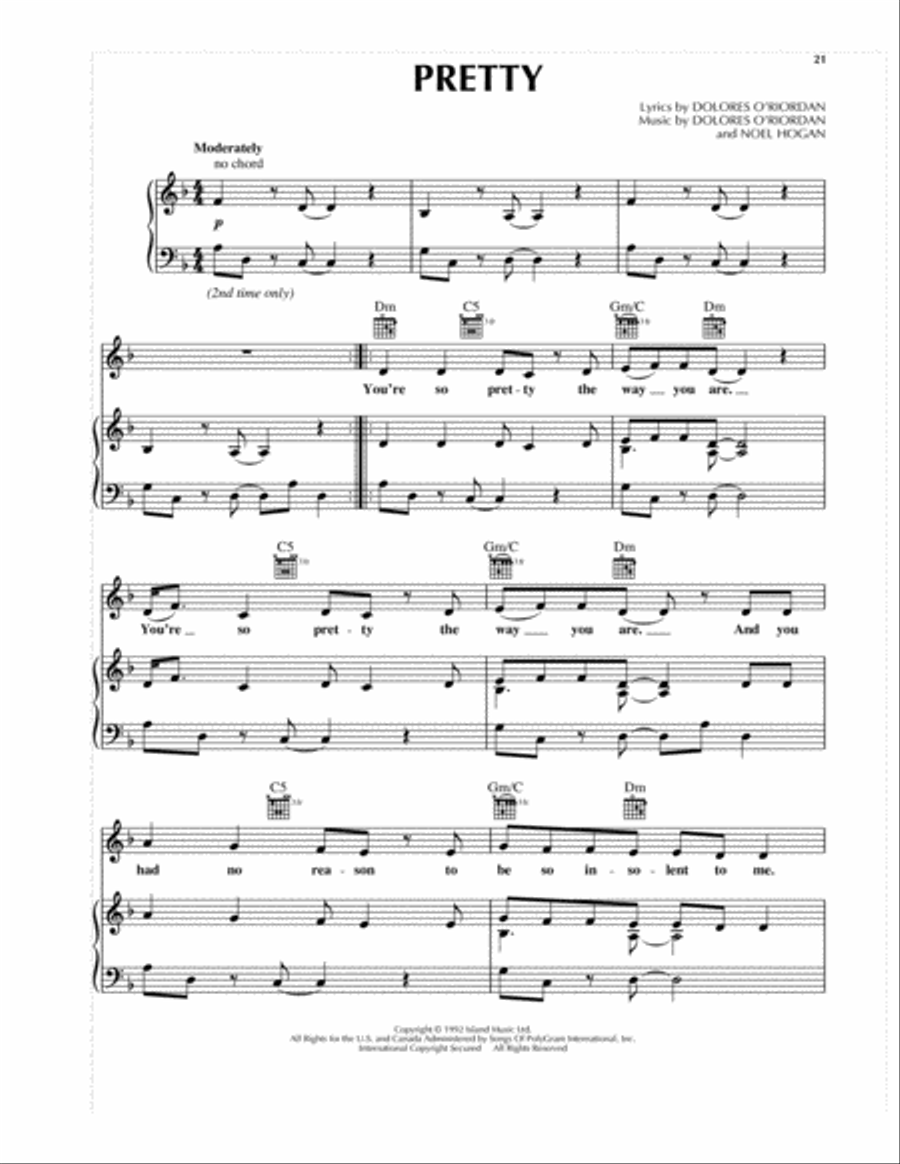 Pretty Piano, Vocal, Guitar scores gallery preview page 1