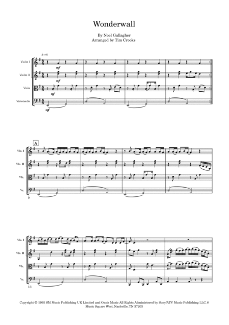 Wonderwall String Quartet scores gallery preview page 2