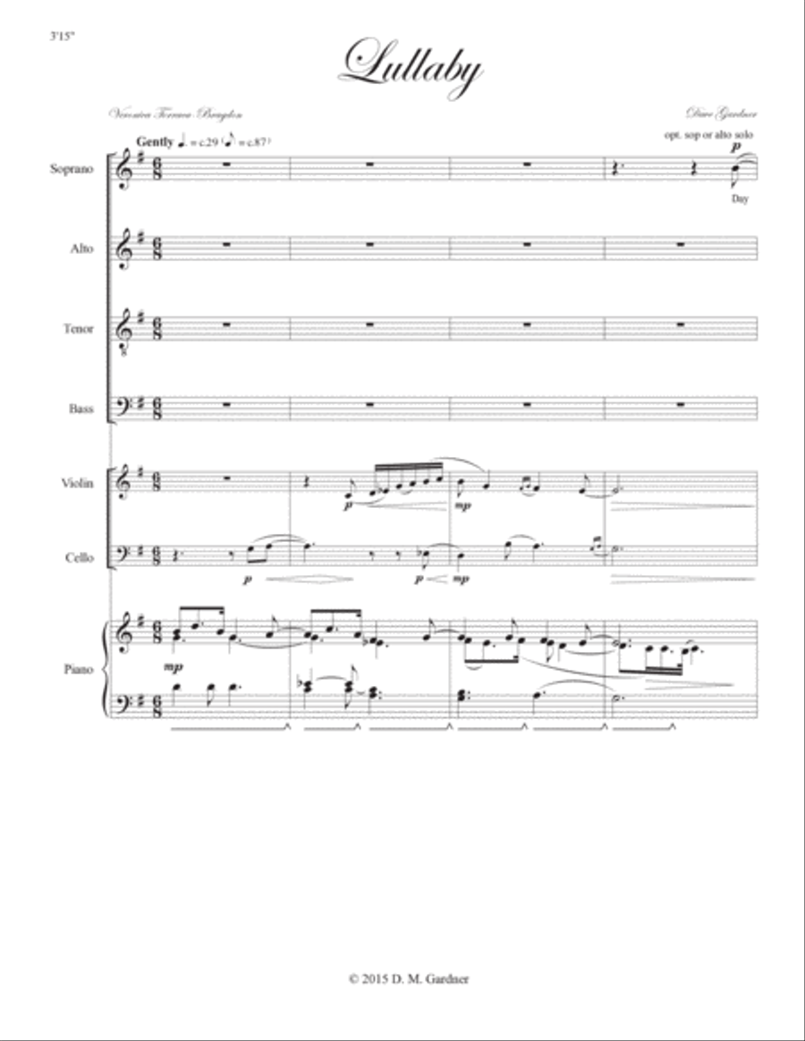 Lullaby (SATB, Piano, Violin and Cello) image number null
