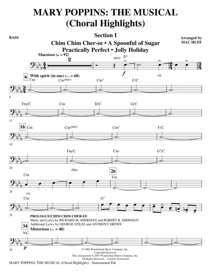 Mary Poppins: The Musical - Bass Choir scores gallery preview page 1