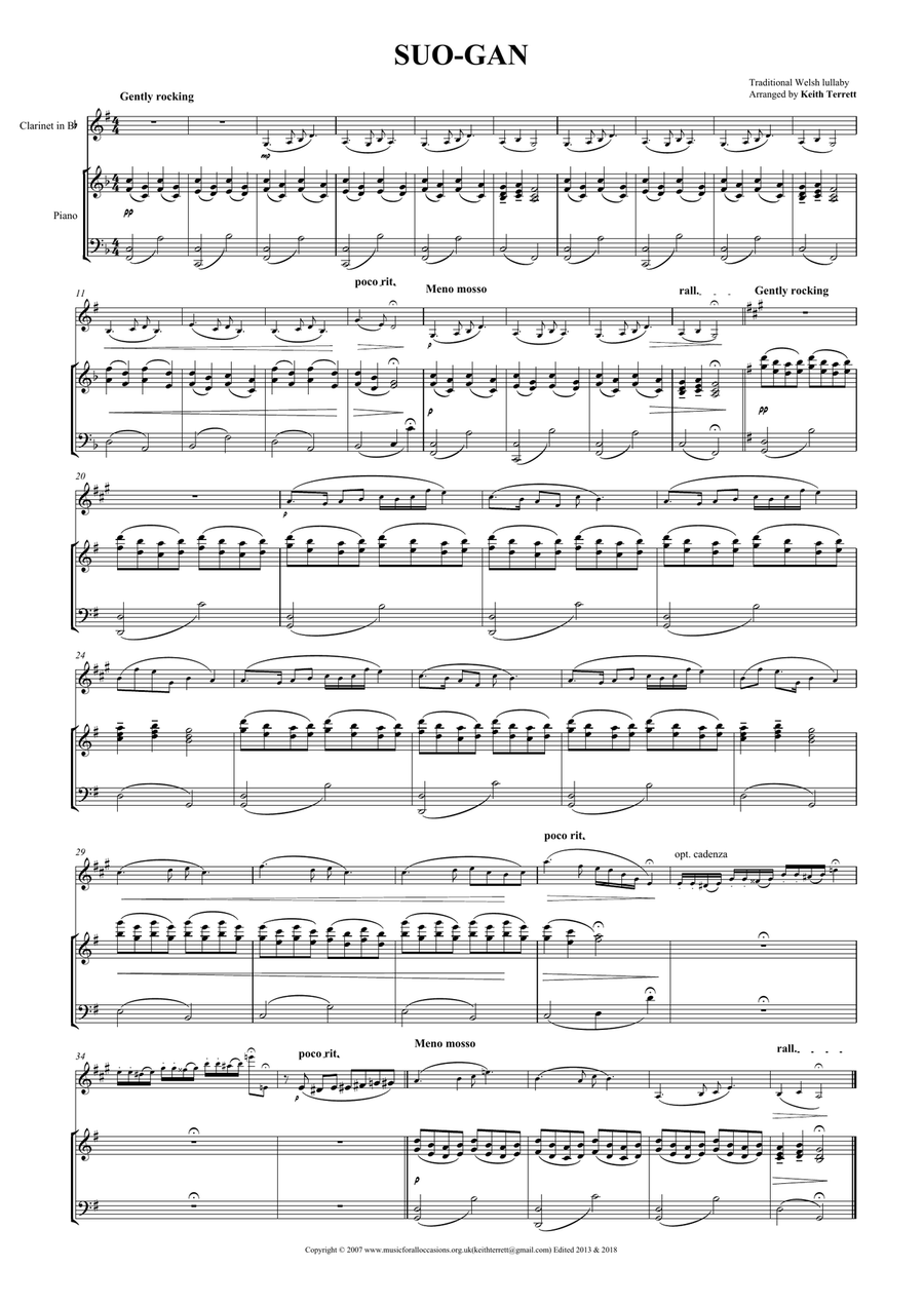 Suo Gan for Bb Clarinet & Piano Small Ensemble scores gallery preview page 2