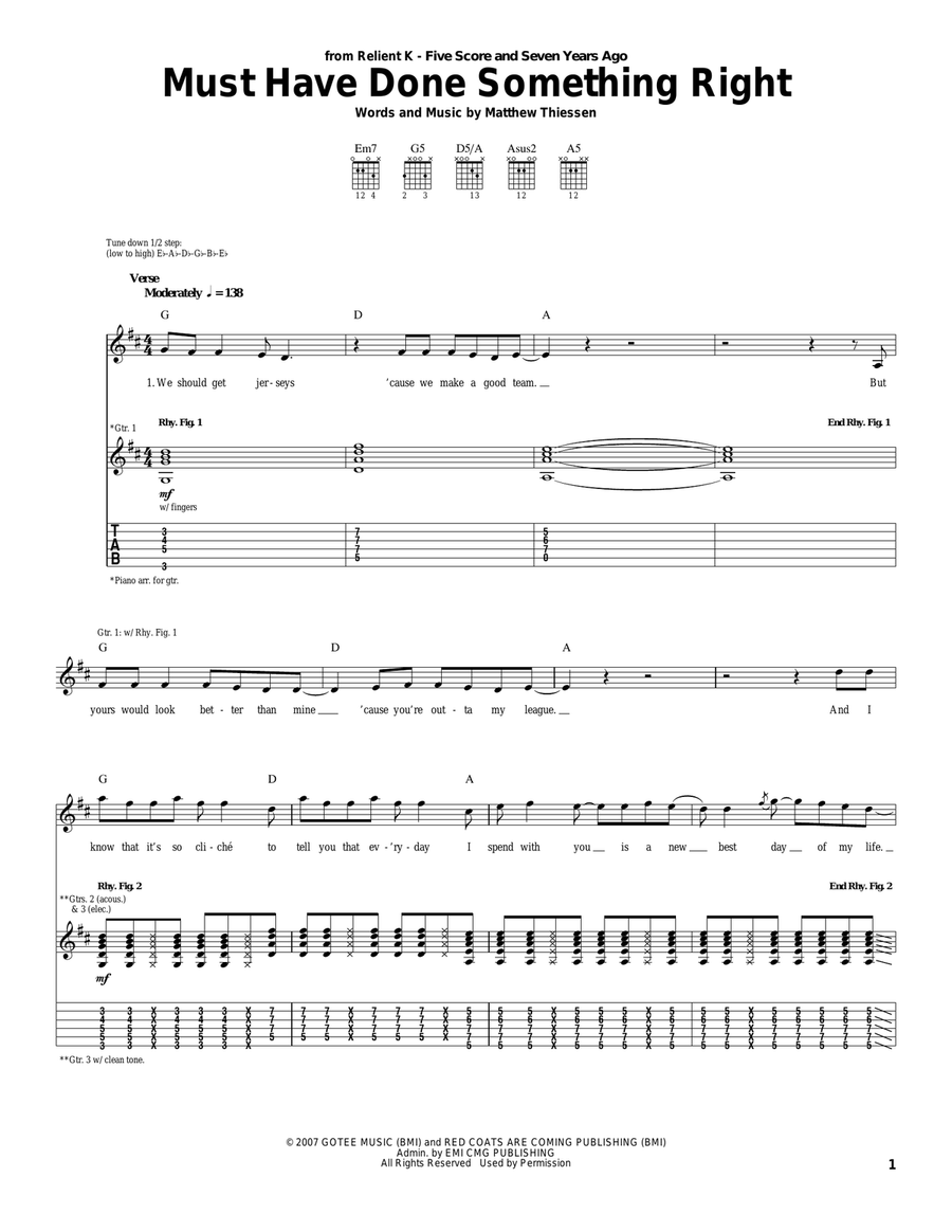 Must Have Done Something Right Acoustic Guitar scores gallery preview page 1
