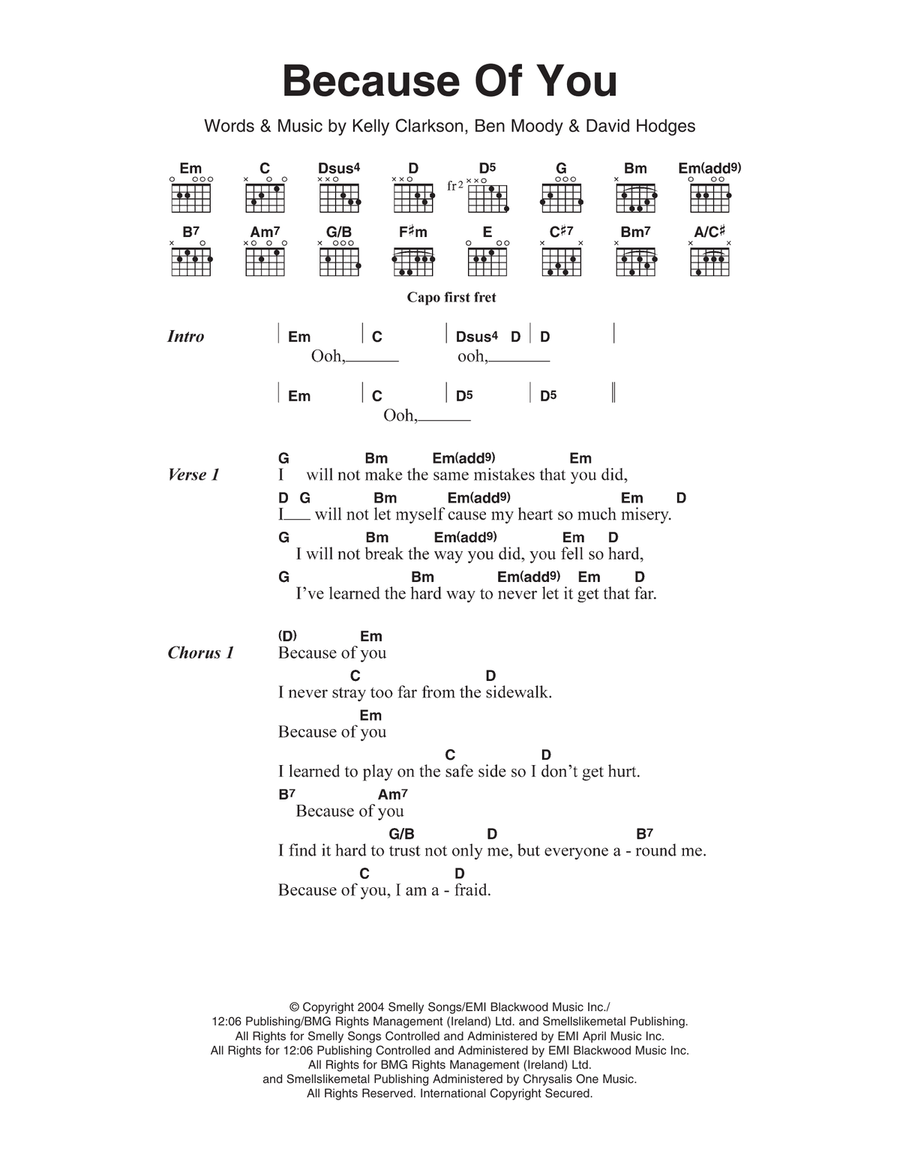 Because Of You Acoustic Guitar scores gallery preview page 1