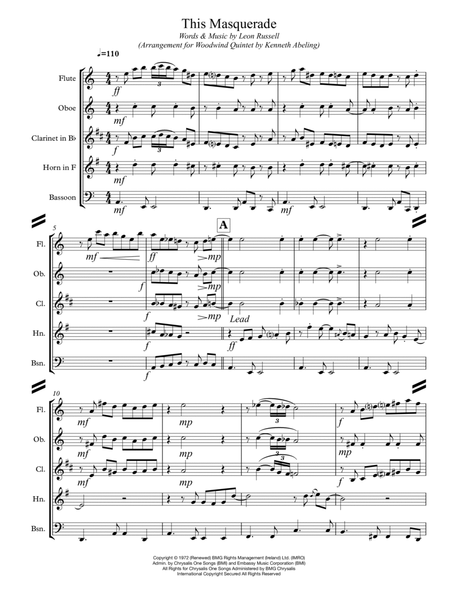 This Masquerade Woodwind Quintet scores gallery preview page 1