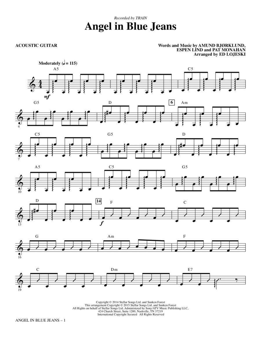 Angel in Blue Jeans - Acoustic Guitar Choir scores gallery preview page 1