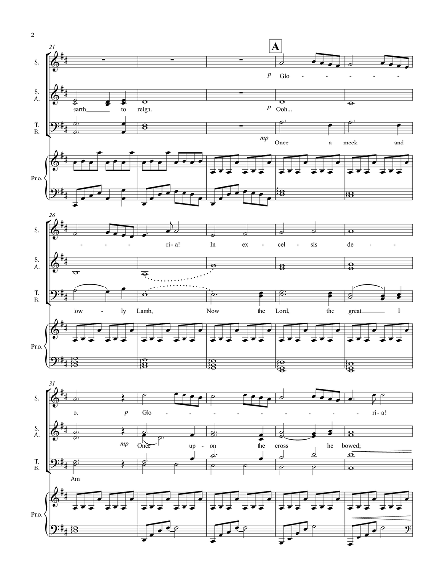 Jesus, Once of Humble Birth/Angels We Have Heard On High 4-Part scores gallery preview page 3