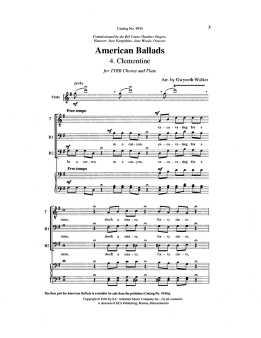 American Ballads: 4. Clementine TTBB scores gallery preview page 2