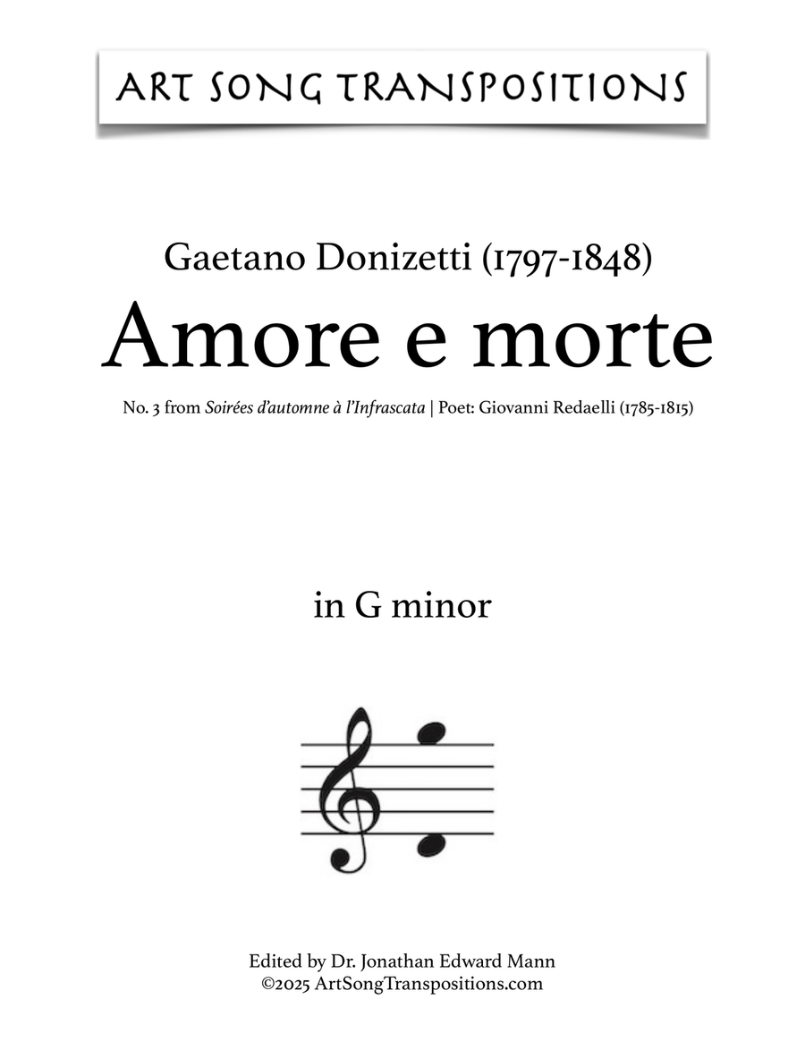 DONIZETTI: Amore e morte (transposed to G minor) Piano, Vocal scores gallery preview page 1
