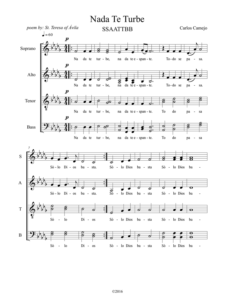 Nada te turbe (Let nothing bother you) 4-Part scores gallery preview page 3